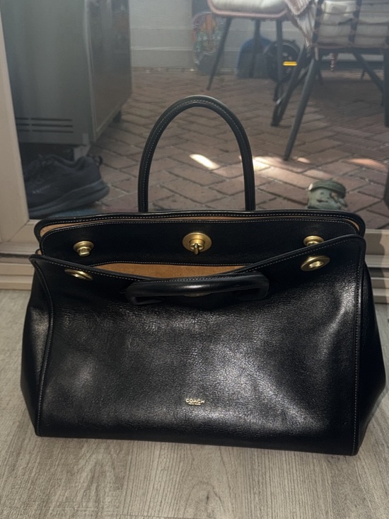 Coach Handbags - Coach Black Leather Top-Handle Satchel with Gold Hardware